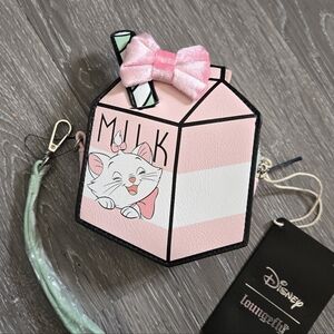 Loungefly Marie Pink and White Milk Carton Mini Bag w Wrist Strap